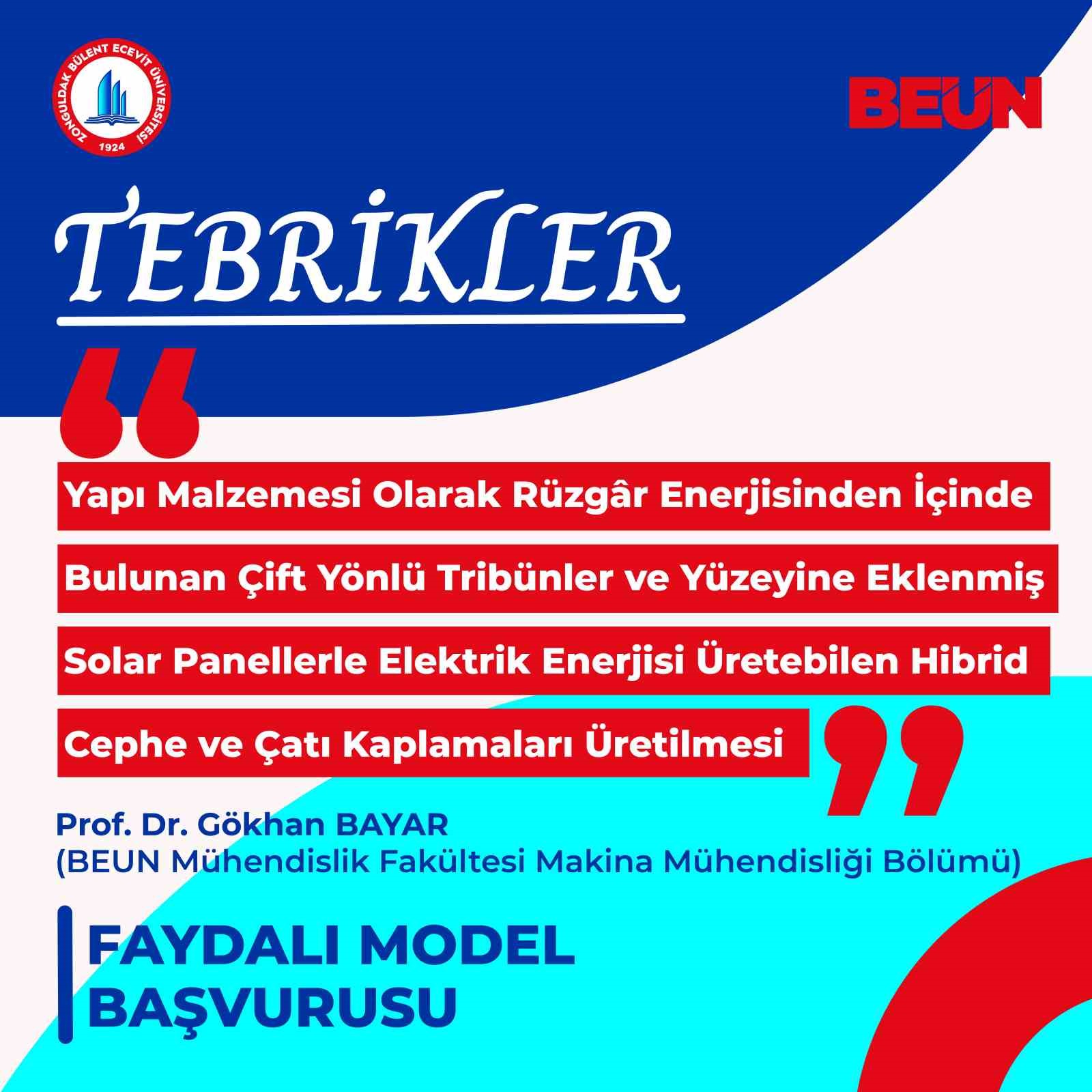 Beun Öğretim Üyesi Prof. Dr. Bayarın Çevre Dostu Faydalı Model Başvurusu Tescillendi