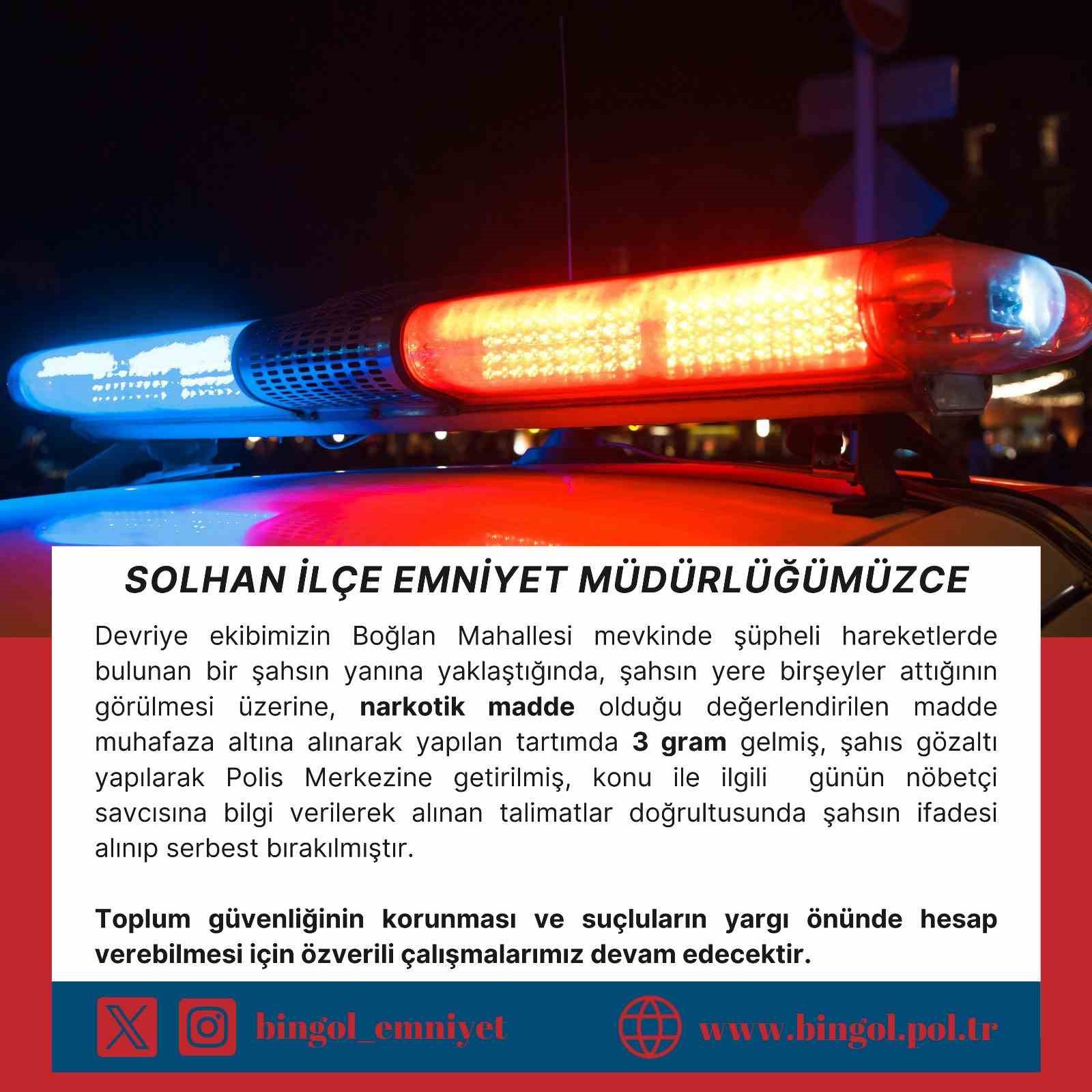 Bingölde Üzerindeki Uyuşturucuyu Atan Şahıs Polisten Kaçamadı