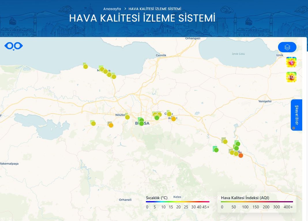 Bursanın Hava Kalitesi Anlık Takip Edilebiliyor