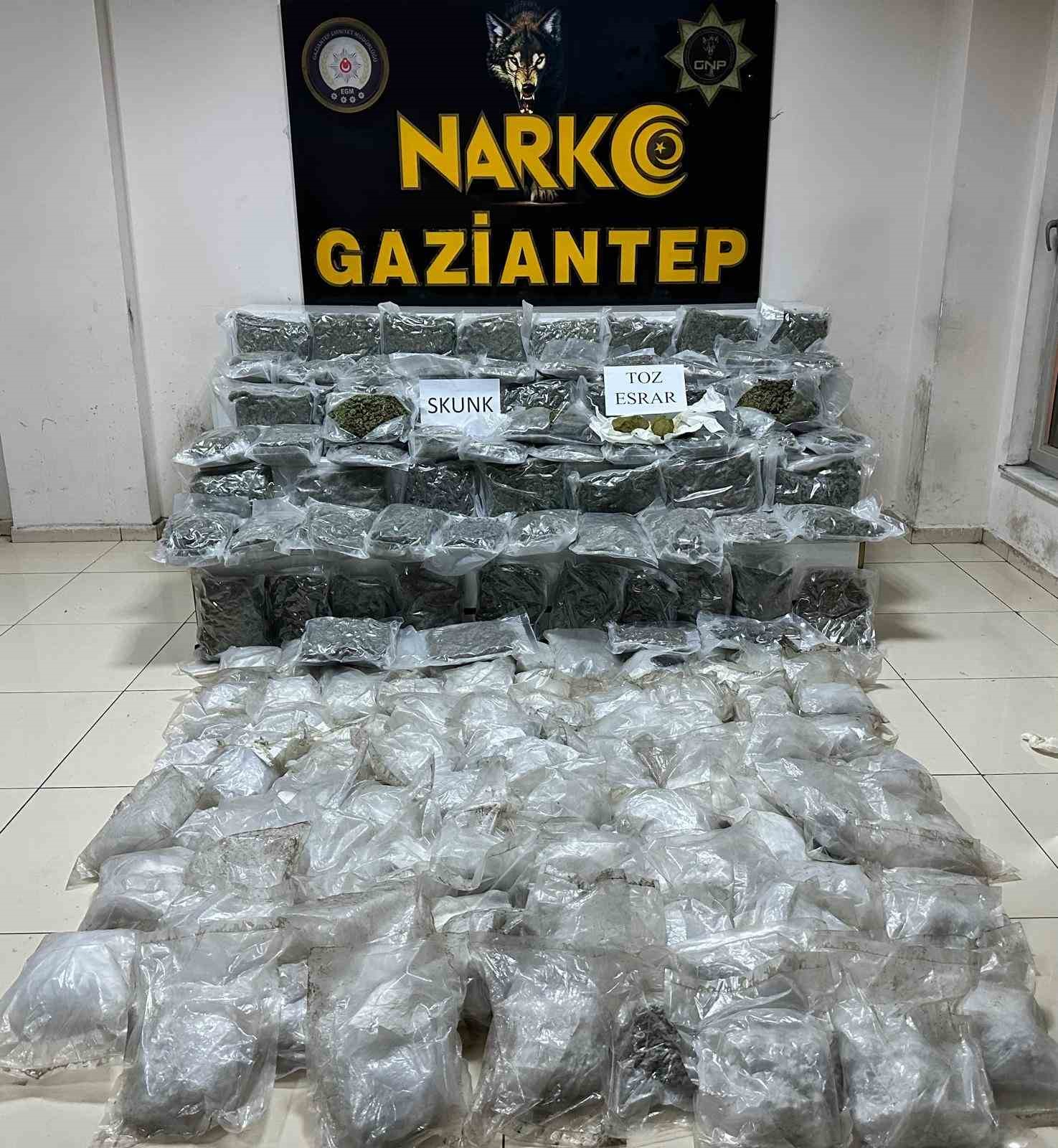 Gaziantepte 86 Kilo 650 Gram Skunk Ve 37 Kilo 200 Gram Metamfetamin Ele Geçirildi