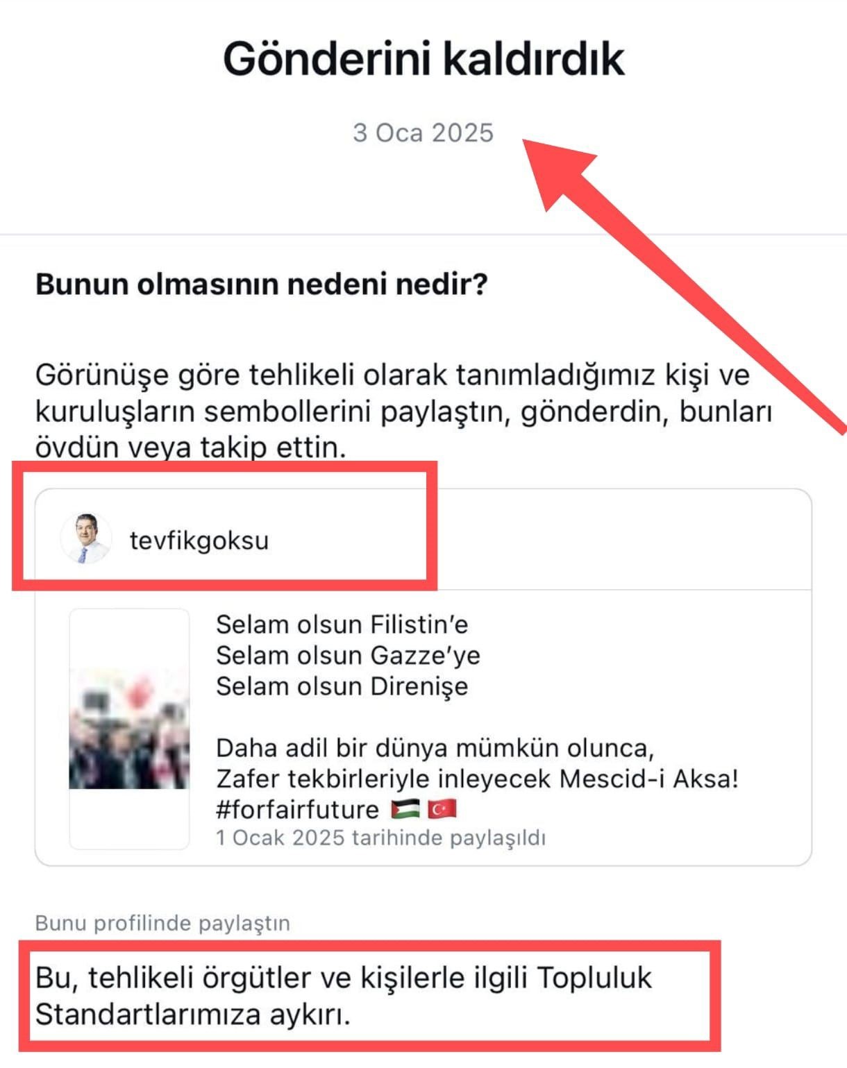 İsrailin Zulmüne Sessiz Kalan Instagramdan Tevfik Göksunun Filistin Paylaşımına Sansür