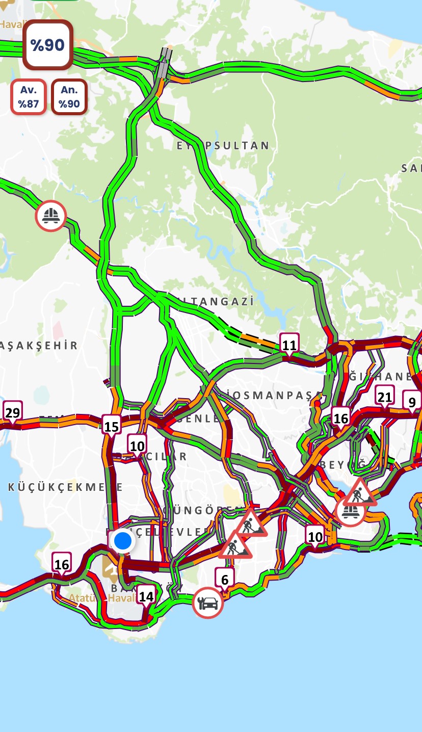 İstanbulda Trafik Yoğunluğu Yüzde 90A Ulaştı