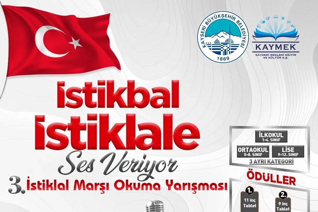 Kayseri Büyükşehir'den İstiklal Marşı Okuma Yarışması