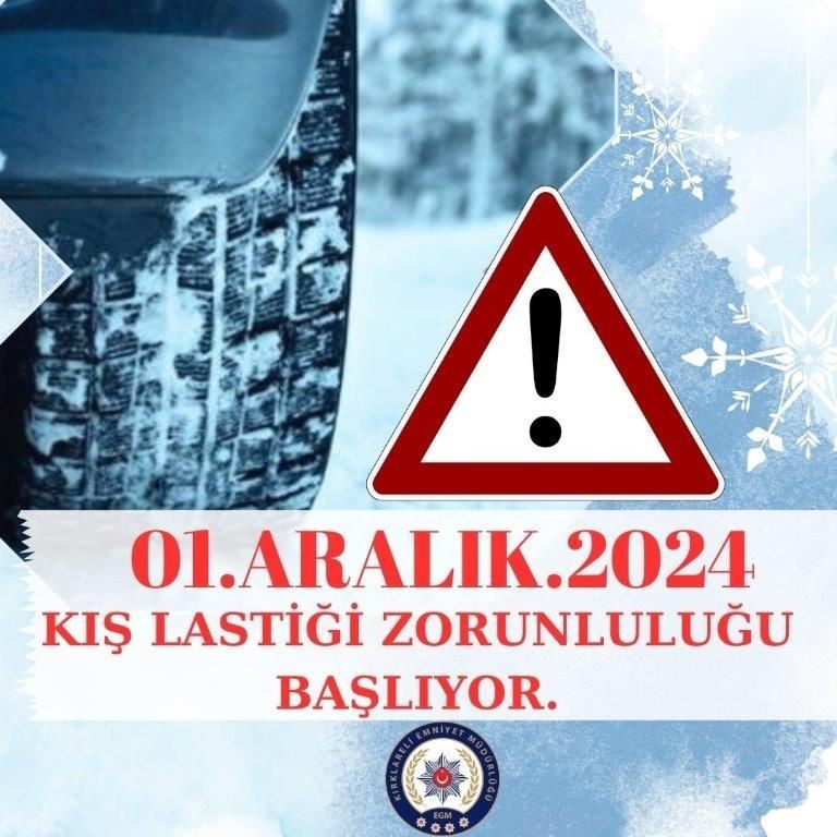 Kırklarelinde Kış Lastiği Mecburiyeti 1 Aralıkta Başlayacak