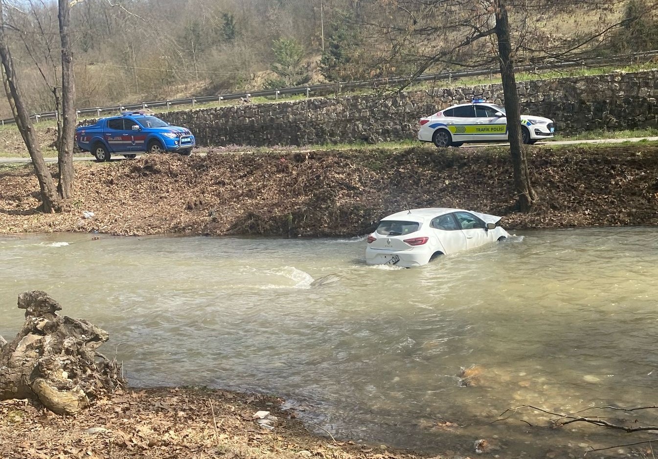 Otomobil Dereye Uçtu 2 Kişi Yaralı