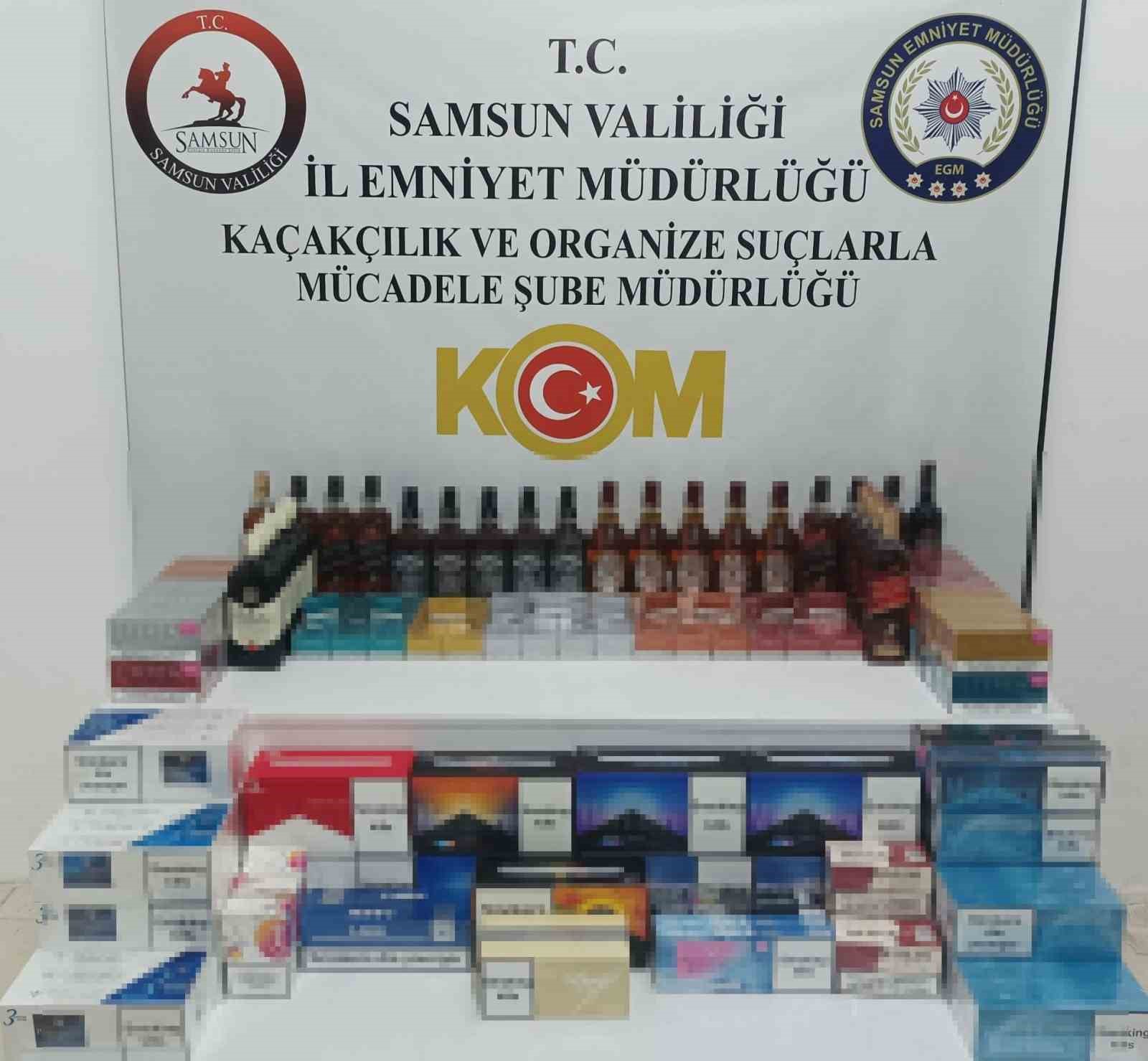 Samsunda Kaçak İçki Ve Sigara Ele Geçirildi