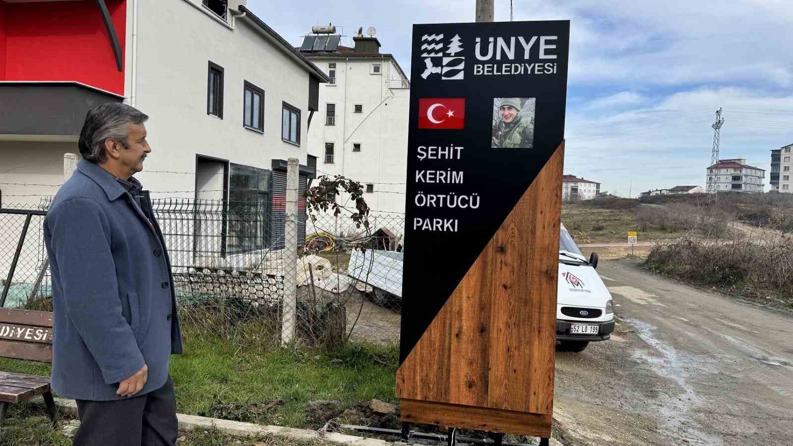 Şehit Kerim Örtücünün İsmi, Ünyede Parka Verildi