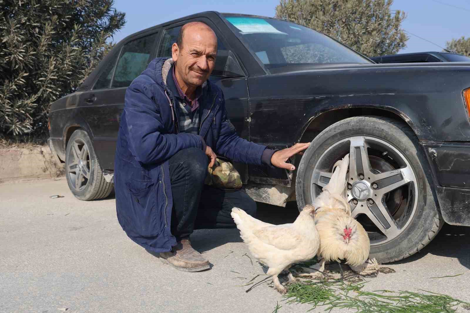 Tekere Bağladığı Horozuyla, Tavuğunu Arabasıyla Birlikte Satışa Çıkardı